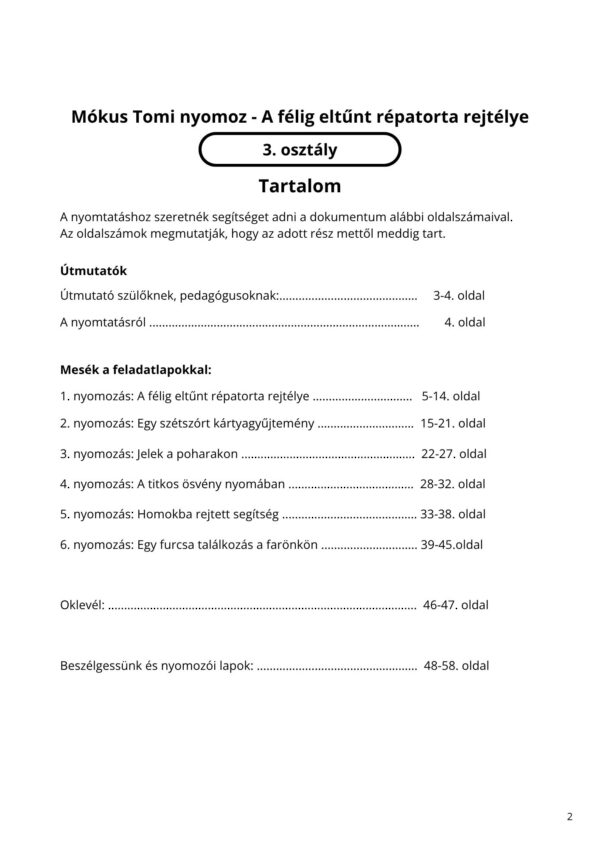 2 Mókus Tomi: A félig eltűnt répatorta rejtélye 3. osztályosoknak nyomozós PDF feladatlapcsomag