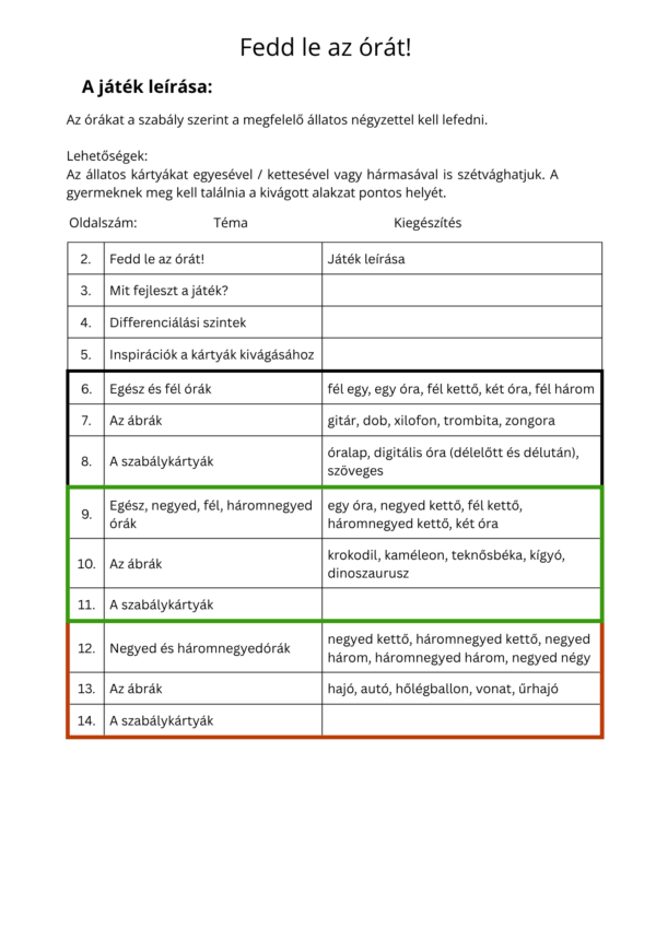 Fedd le az órát! - extra - PDF - feladatlap