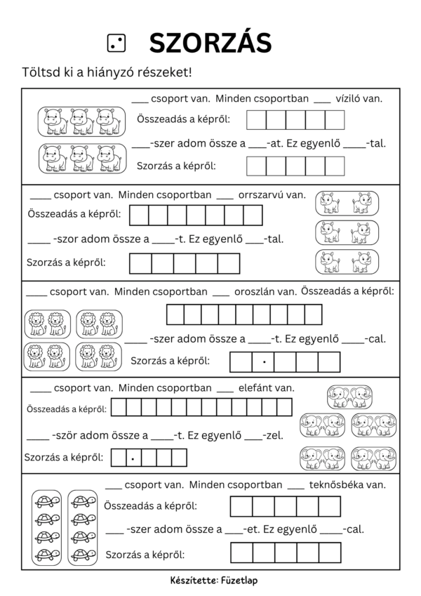 Szorzótábla megértéssel, PDF feladatlapcsomag