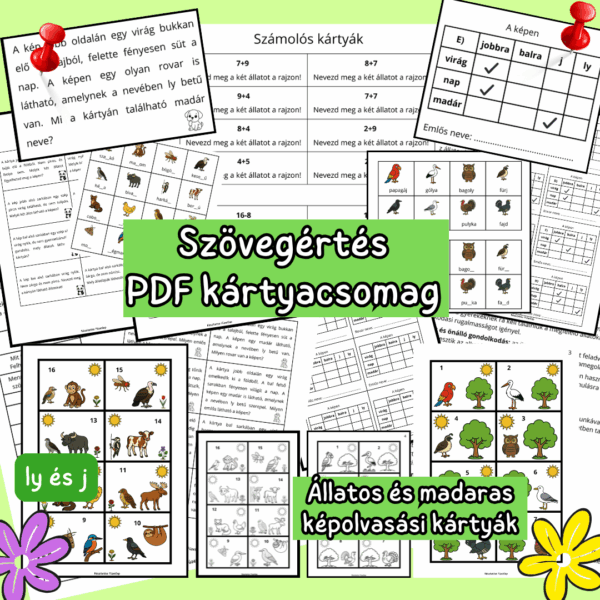 J–LY állatok és madarak – képolvasó feladatlapcsomag (PDF)