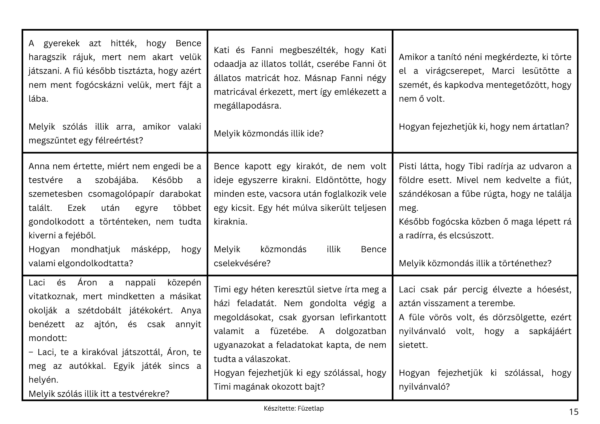 Szólások és közmondások – játékos feladatlapcsomag (PDF)