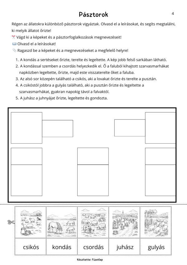 Mesterségek nyomában - PDF feladatlap