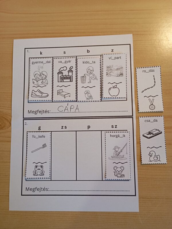 Másképp ejtett szavak helyesírása – vágós–ragasztós feladatlapok (PDF)