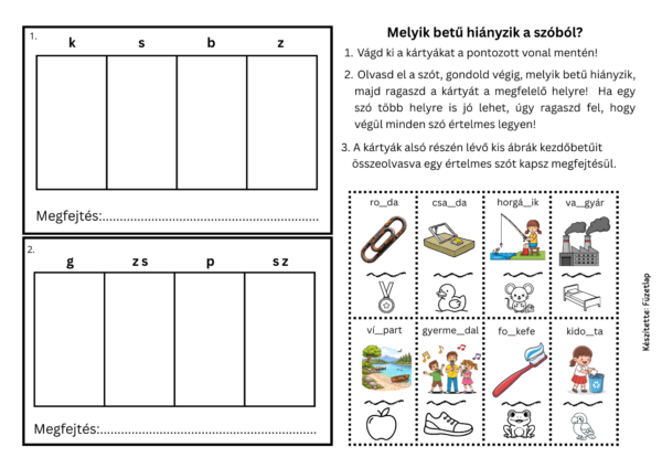 Másképp ejtett szavak helyesírása – vágós–ragasztós feladatlapok (PDF)