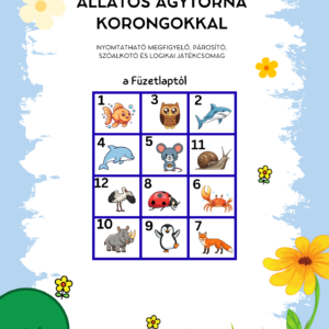 Állatos agytorna korongokkal - nyomtatható játékcsomag