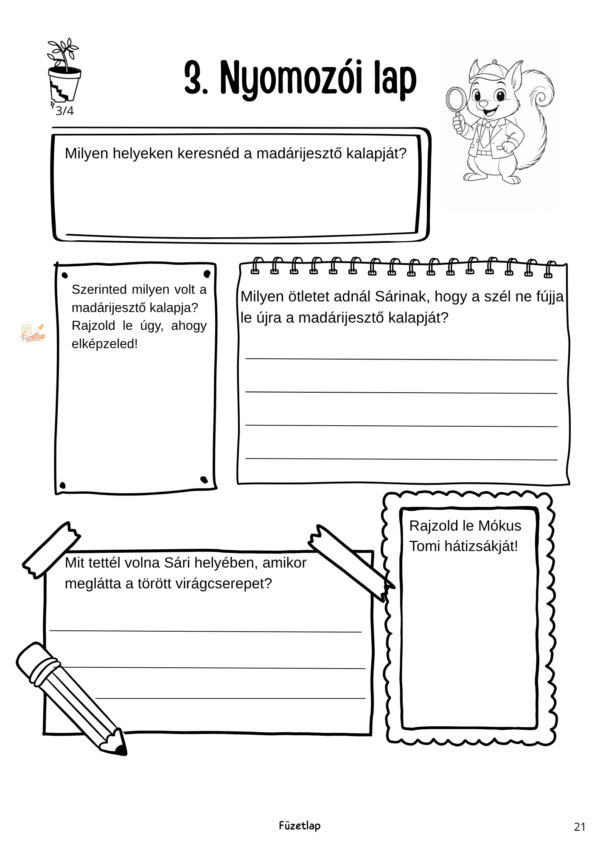 21 3. osztály: Mókus Tomi és az eltört virágcserép rejtélye PDF feladatlapcsomag