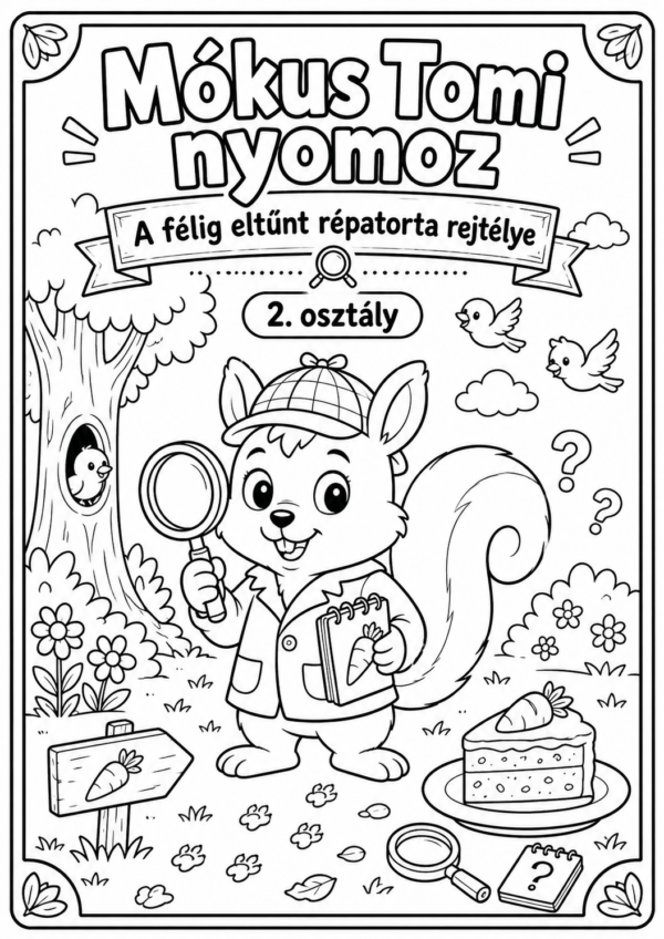 ChatGPT Image 2026. jún. 14. 20_45_50 Mókus Tomi: A félig eltűnt répatorta rejtélye 2. osztályosoknak nyomozós PDF feladatlapcsomag