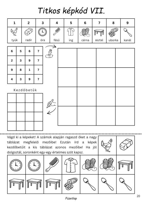 kezdő titkos képkód(6) Titkos képkód számokkal (PDF nyomtatható feladatlap)