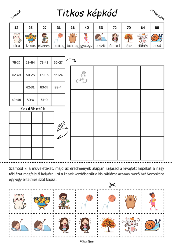 5 Titkos képkód - Játékos ismétlés 3. osztályba készülőknek - PDF feladatlapcsomag
