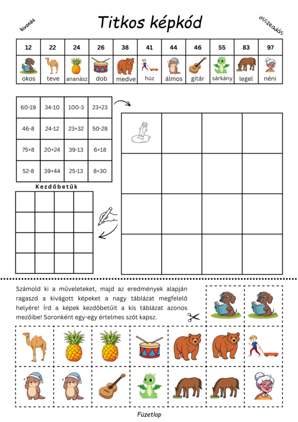 6 Titkos képkód - Játékos ismétlés 3. osztályba készülőknek - PDF feladatlapcsomag